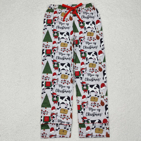 9.20 RTS Sibling Adult Men Women Trees Cows Checked Christmas Pajamas Flare Pants