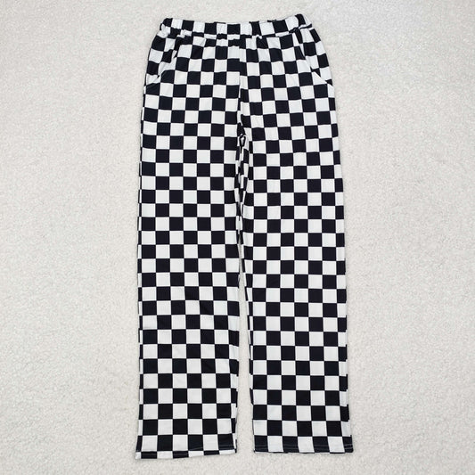 P0647 Adult Women Black Checkered Bottom Pants Pajamas Preorder