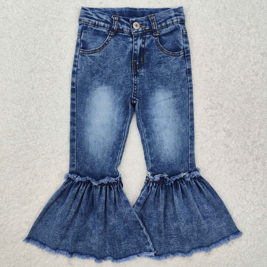 P0676Light blue washed denim pants kids girls jeans