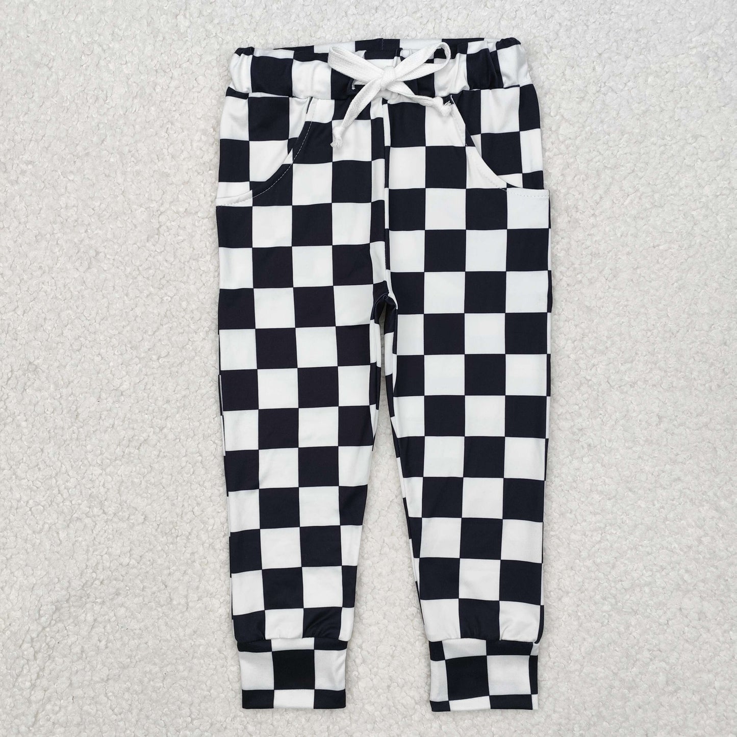P0699 Black plaid baby kids pants