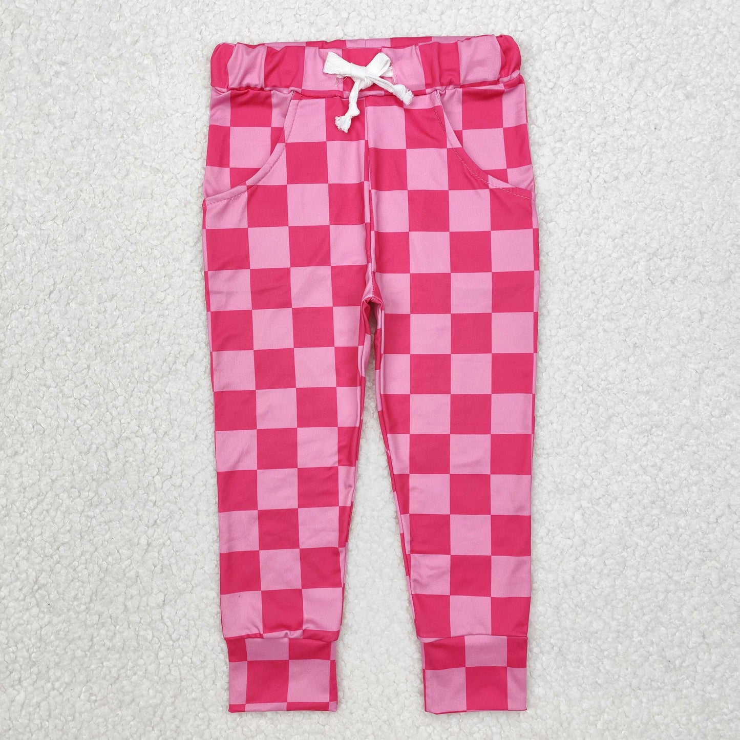 P0700 Hot pink plaid baby kids pants