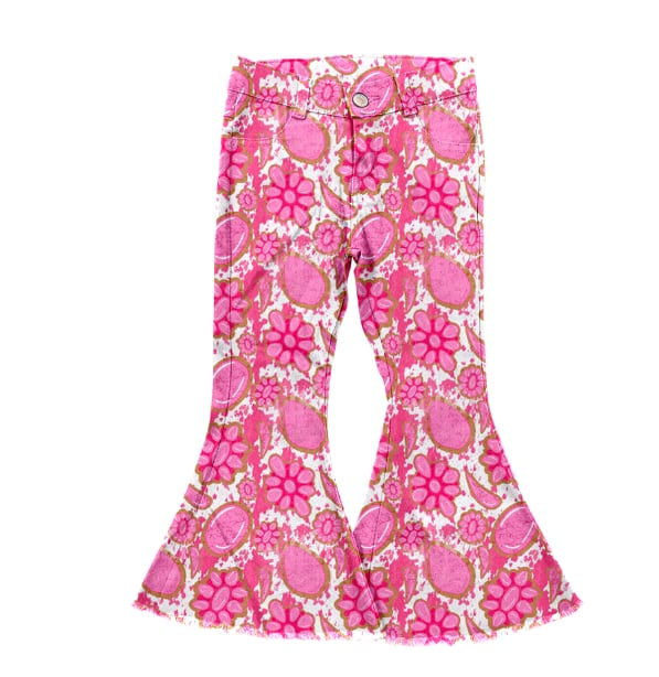 P0735Pink concho denim pants kids girls western jeans