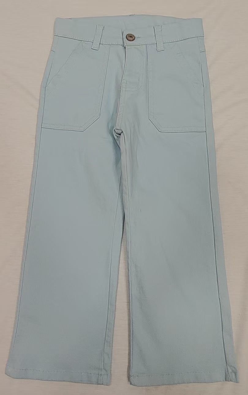 5.19 Pre order Kids Girls Purple Denim Pants with Pockets Cute Jean Trousers for Children