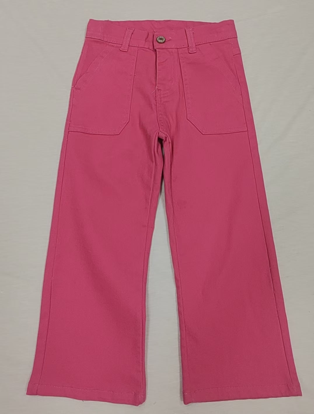 5.19 Pre order Kids Girls Purple Denim Pants with Pockets Cute Jean Trousers for Children