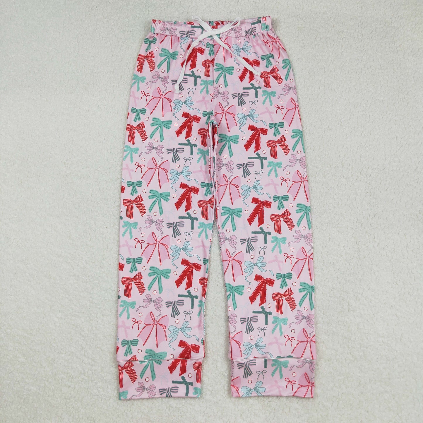 RTS NO MOQ (In stock)P0766 Adult Women's Pants Adult Women Colorful Bows Flame Pants