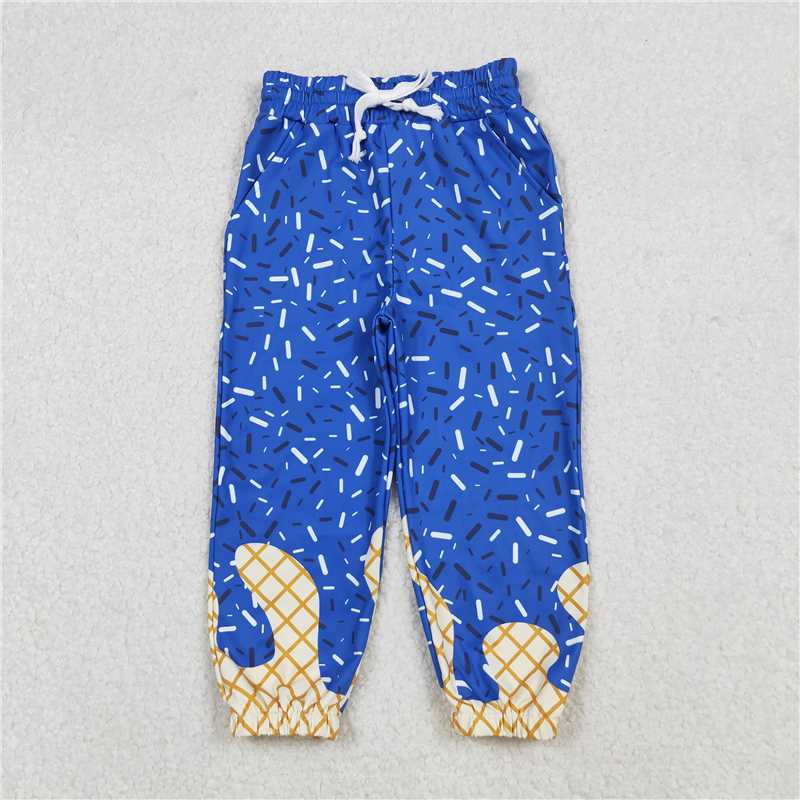 RTS Sibling Baby Girls Outfits Blue Ice Cream Sprinkle Long Sleeve Baby Kids Hoodie Pants Set Team Dress Outfit for Children