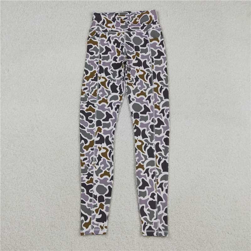 11.26 RTS NO MOQ (In stock)P0897 Adult Women Southern Lavender Camo Yoga Active Legging Pants Bottom
