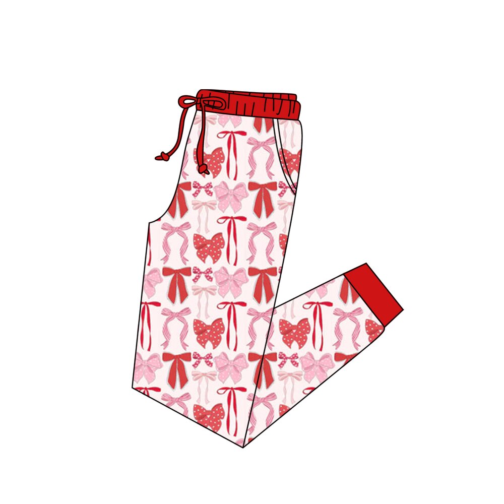 10.13 P0899 Pre order No Moq Adult Women Red Pink Bows Plaid Valentine Pockets Jogger Pants