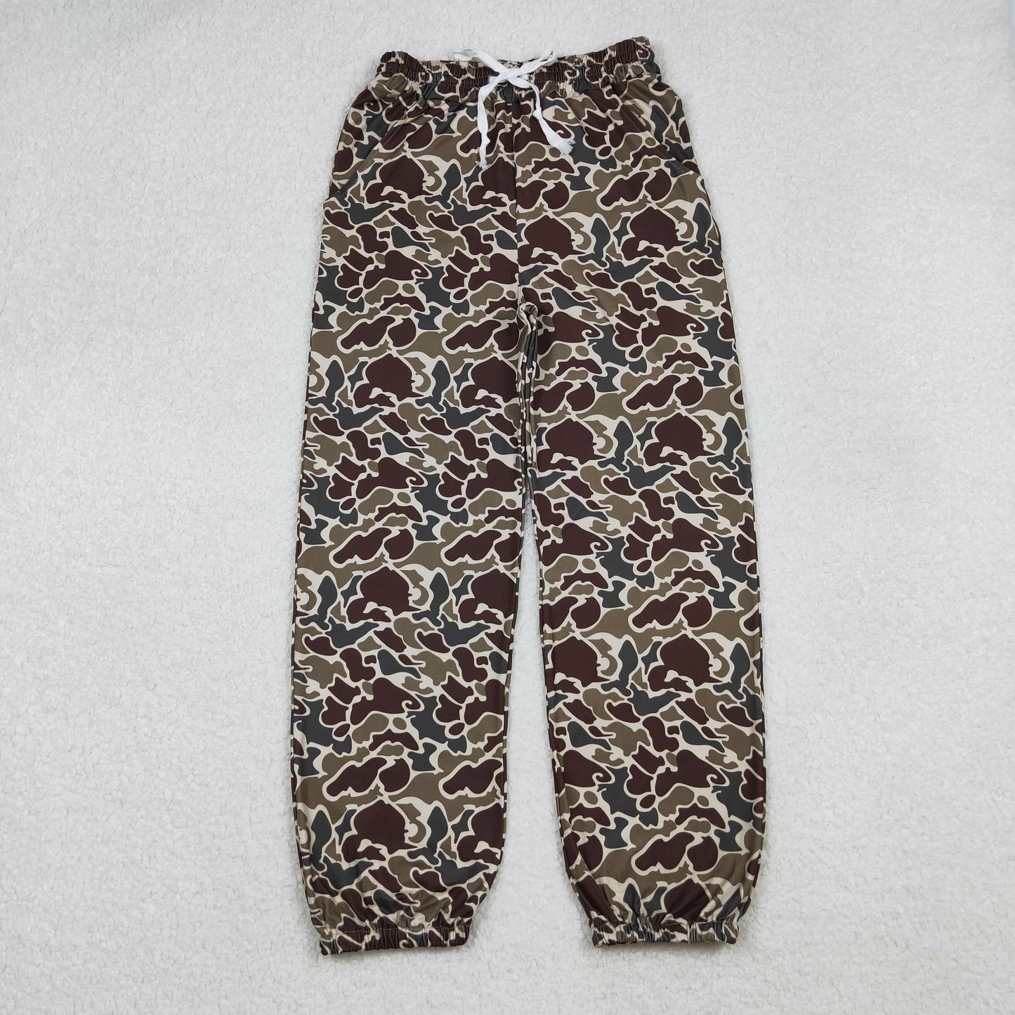 10.15 RTS NO MOQ (In stock)P0906 Adult Women Duck Grey Camo Pocket Bottom Joggers Pants