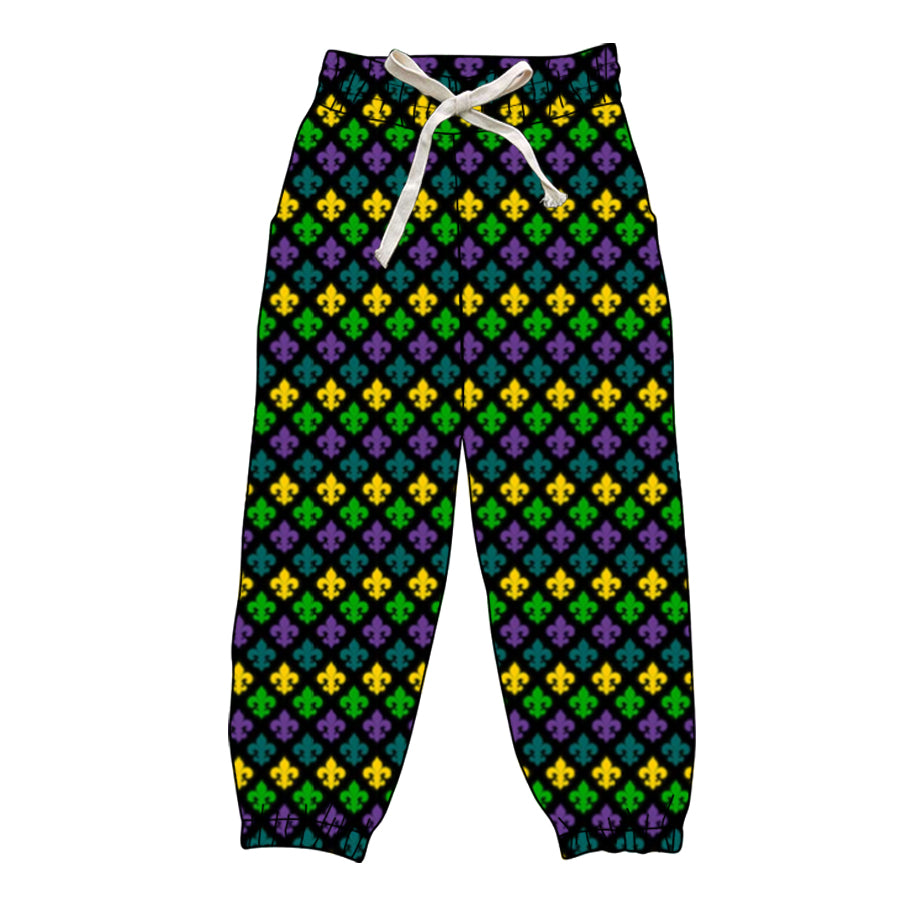10.15 P0907 Pre order No Moq Yoga fabric Adult Women Mardigras Anchors Plaid Pockets Jogger Pants