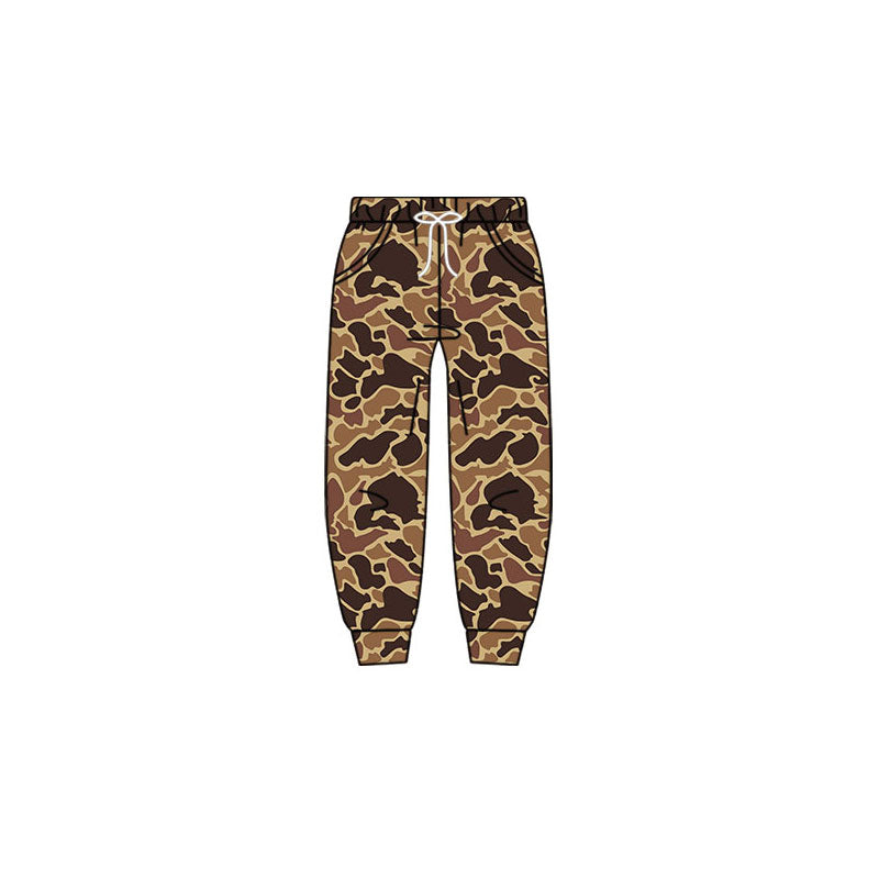 10.23 (Pre Order) No moq P0945 PRE-ORDER Baby Boys Brown Camo Pockets Jogger Pants
