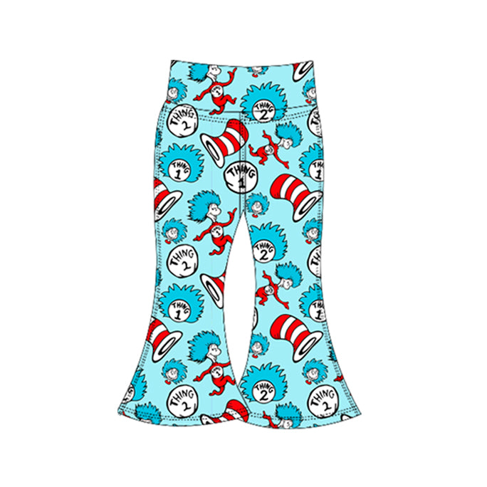 10.23 (Pre Order) No moq P0946 PRE-ORDER Yoga fabric Baby Girls Cartoon Mr Reading Yoga Bell Bottom Pants