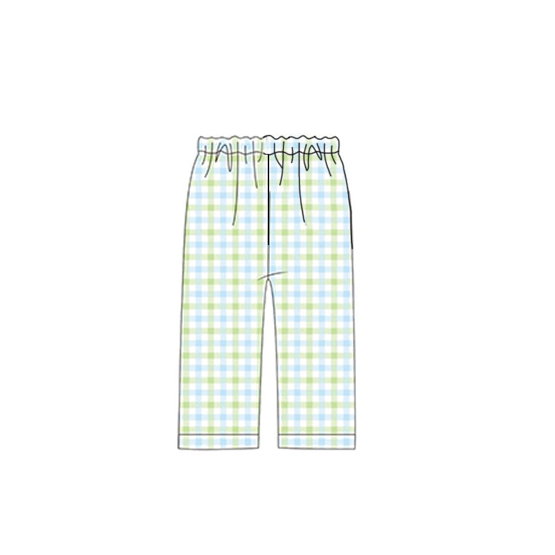 11.21 P0991 Pre order No Moq Baby Boys Green Checked Pants Bottom