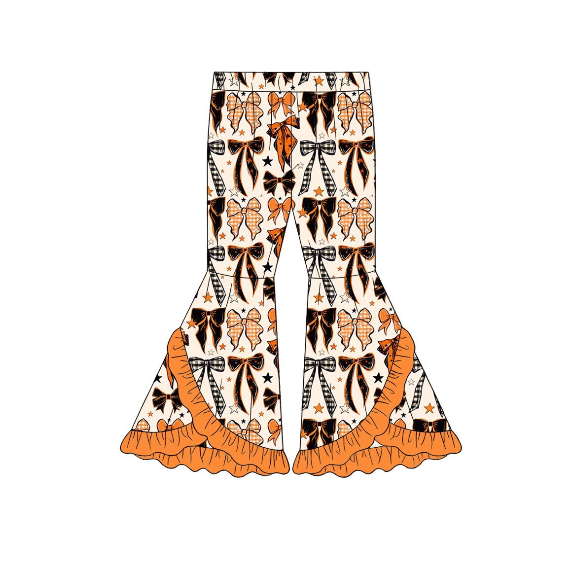 5.15 Pre order No Moq Baby Girls Halloween Bow Pumpkin Printed Daily Pants