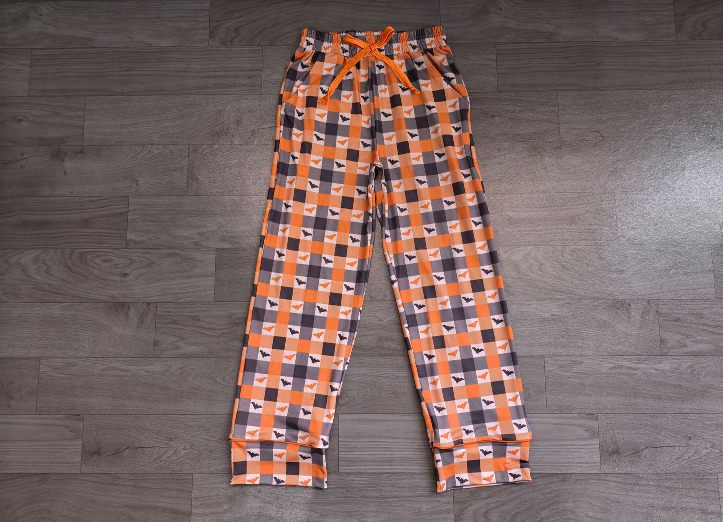 P1095 Sample No Moq Adult Women Khaki Checked Bats Halloweens Pants Bottom