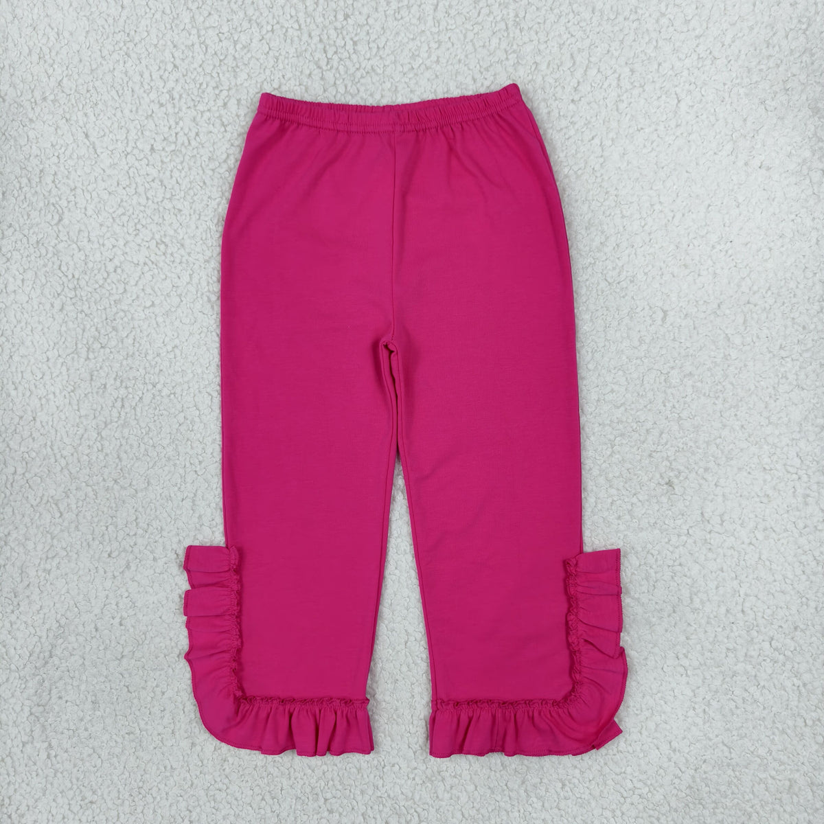 RTS NO MOQ (In stock)cotton P1161 Baby Girls Hot Pink Ruffle Flare Pants Cute Bottom