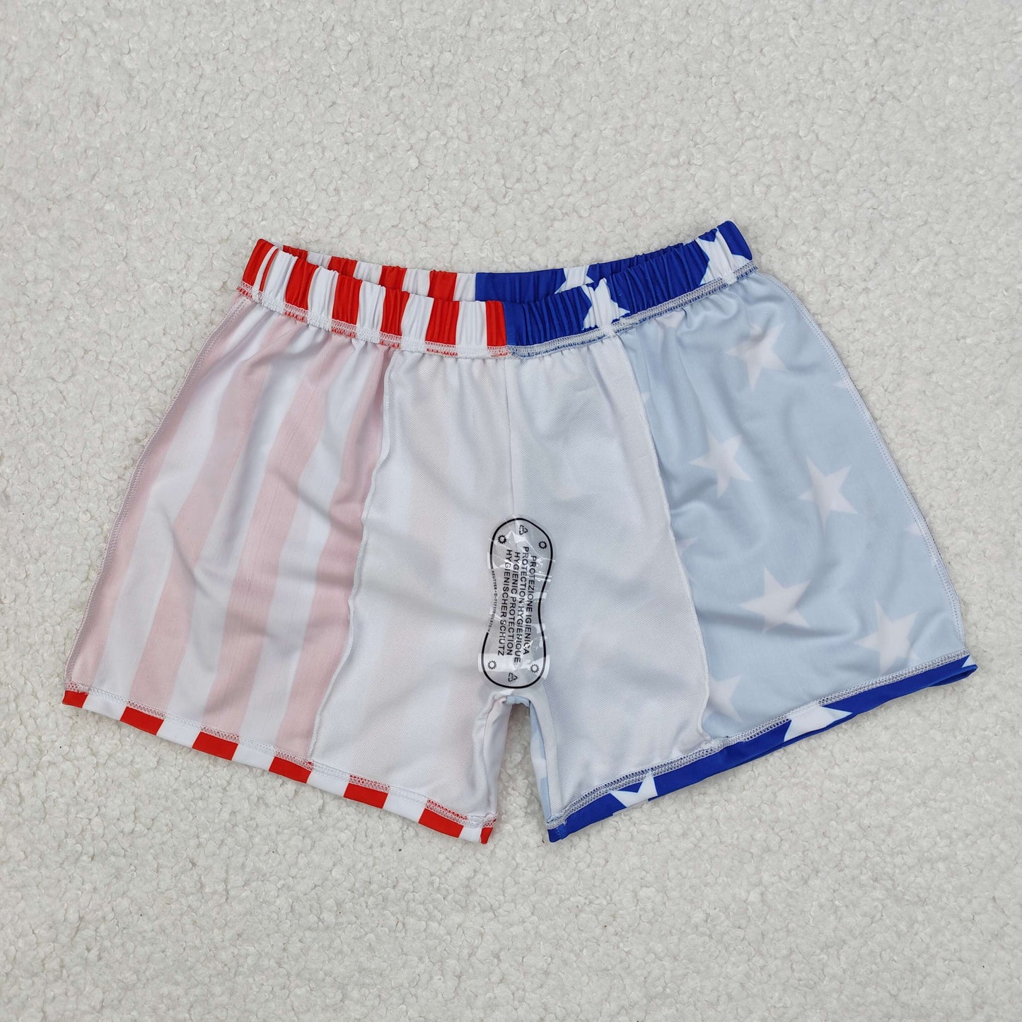S0089Stars stripe lining kids boy 4th of july swim trunks