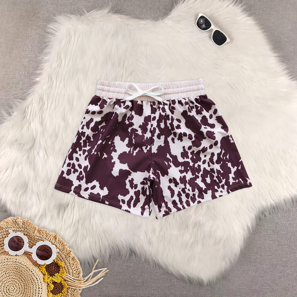 8.19 RTS Sibling Baby Boys Summer Swimsuits Brown stripe kids boy summer swim trunks