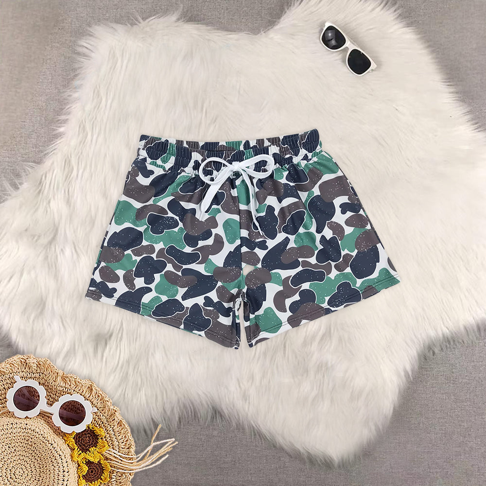 8.19 RTS Sibling Baby Boys Summer Swimsuits Olive camo kids boy summer swim trunks