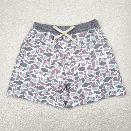 USA Warehouse (IN STOCK) S0403 Khaki Camo Summer Swim Shorts for Adult Men Quick Dry Breathable Beach Board Shorts with Pockets