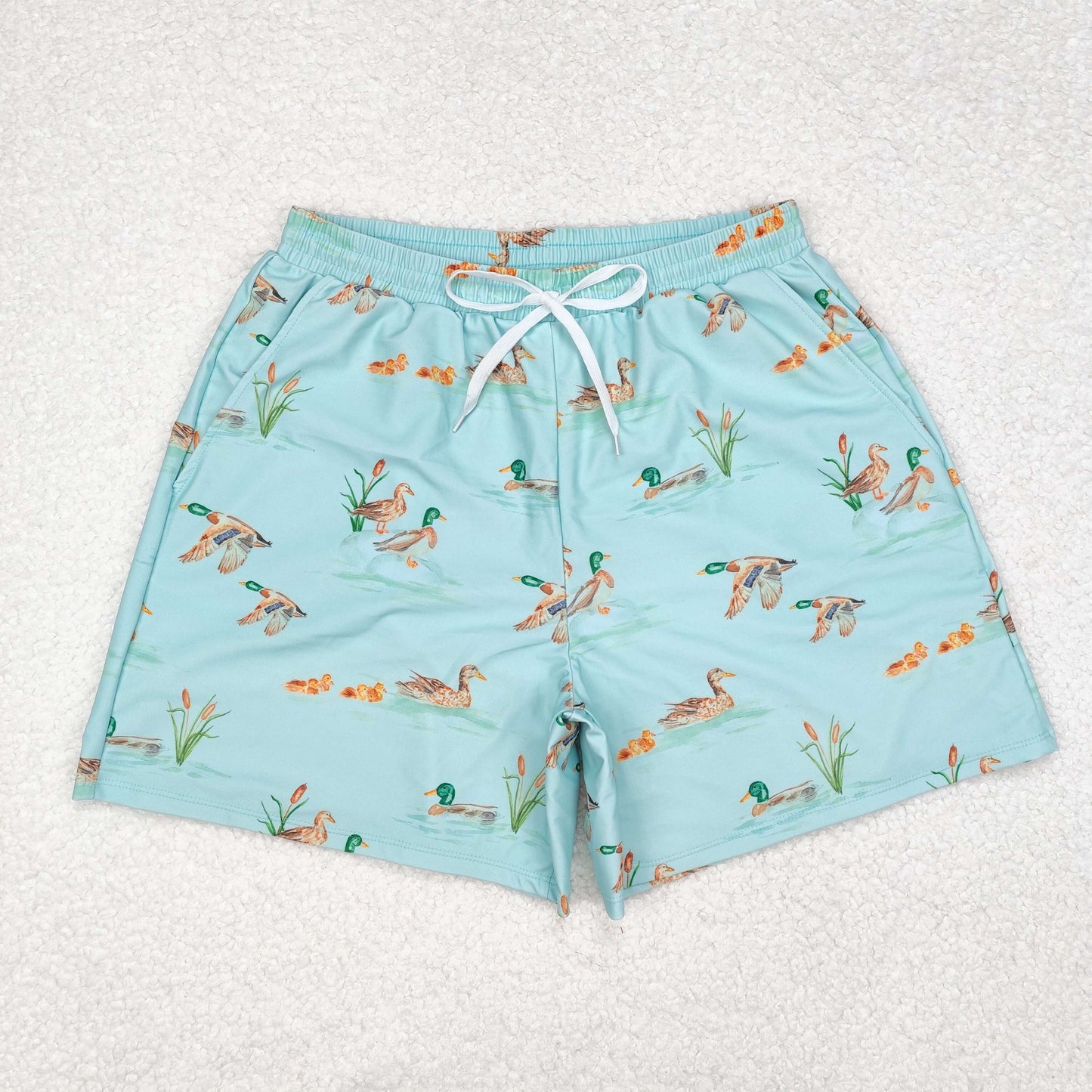 S0428 Green duck adult men summer swim shorts