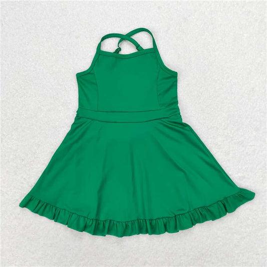 USA Warehouse (IN STOCK) S0444 Baby Girls Green Straps Ruffle Summer Active Wear Clothing Set Comfortable And Stylish
