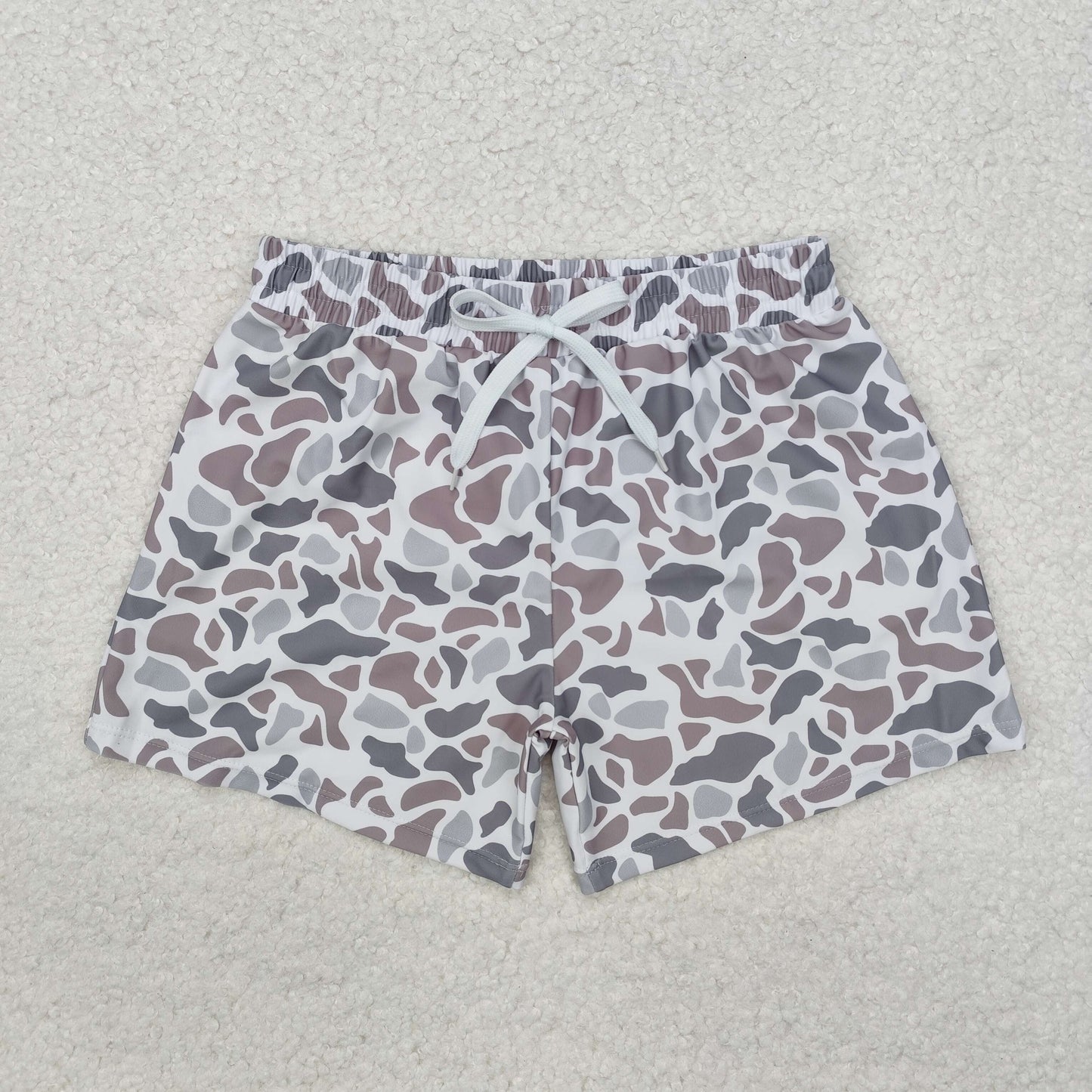 S0458 Grey camo kids boys summer swim trunks