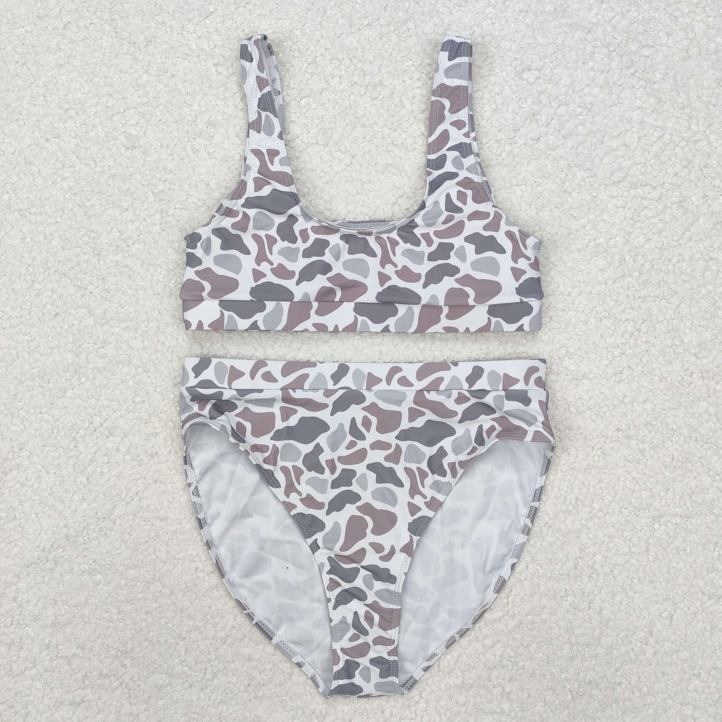 S0459 Grey camo adult women summer swimsuit