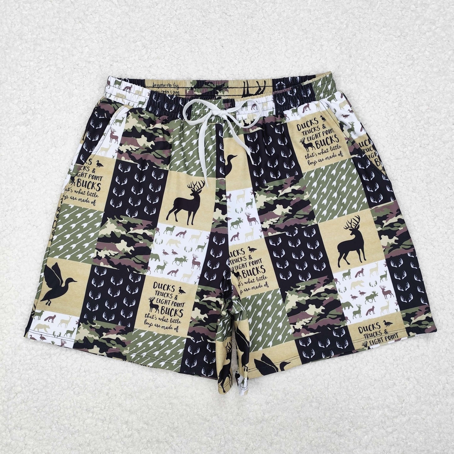 S0466 Deer duck camo summer adult men swim trunks