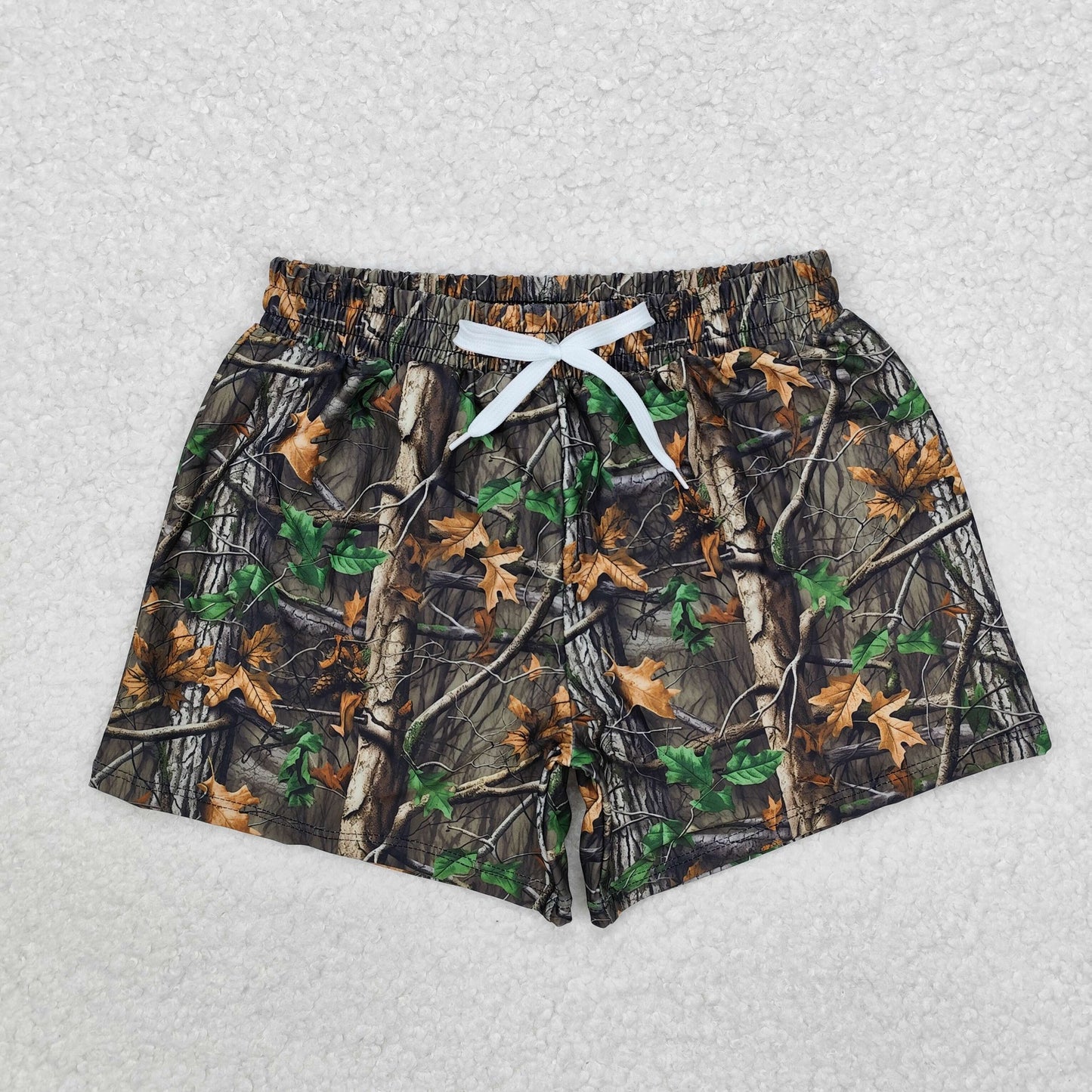 S0473 Camo leaves kids boys summer swim trunks