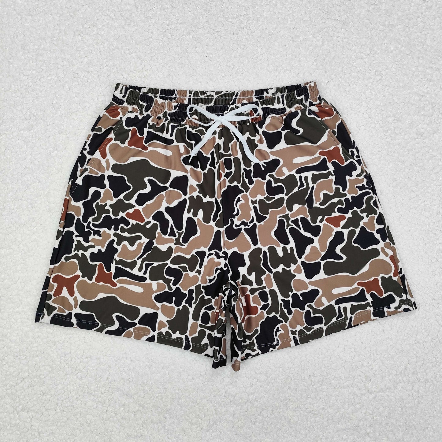S0478 RTS NO MOQ Adult Men's Swimsuits Brown camo summer adult men swim trunks