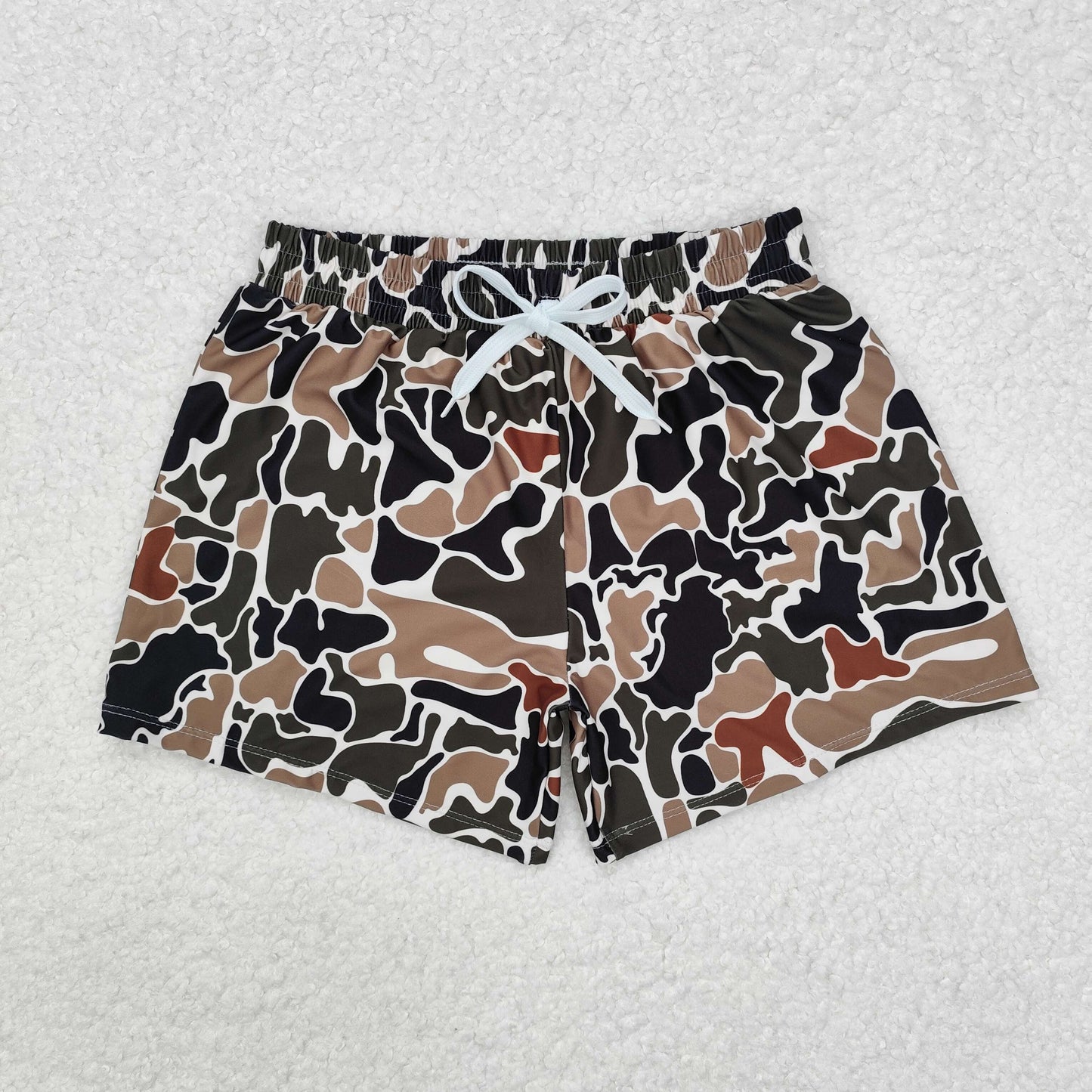 S0479 Brown camo kids boys summer swim trunks