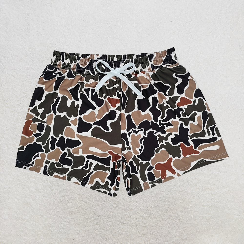 4.07 S0479 RTS NO MOQ Baby Boys Summer Swimsuits Brown camo kids boys summer swim trunks