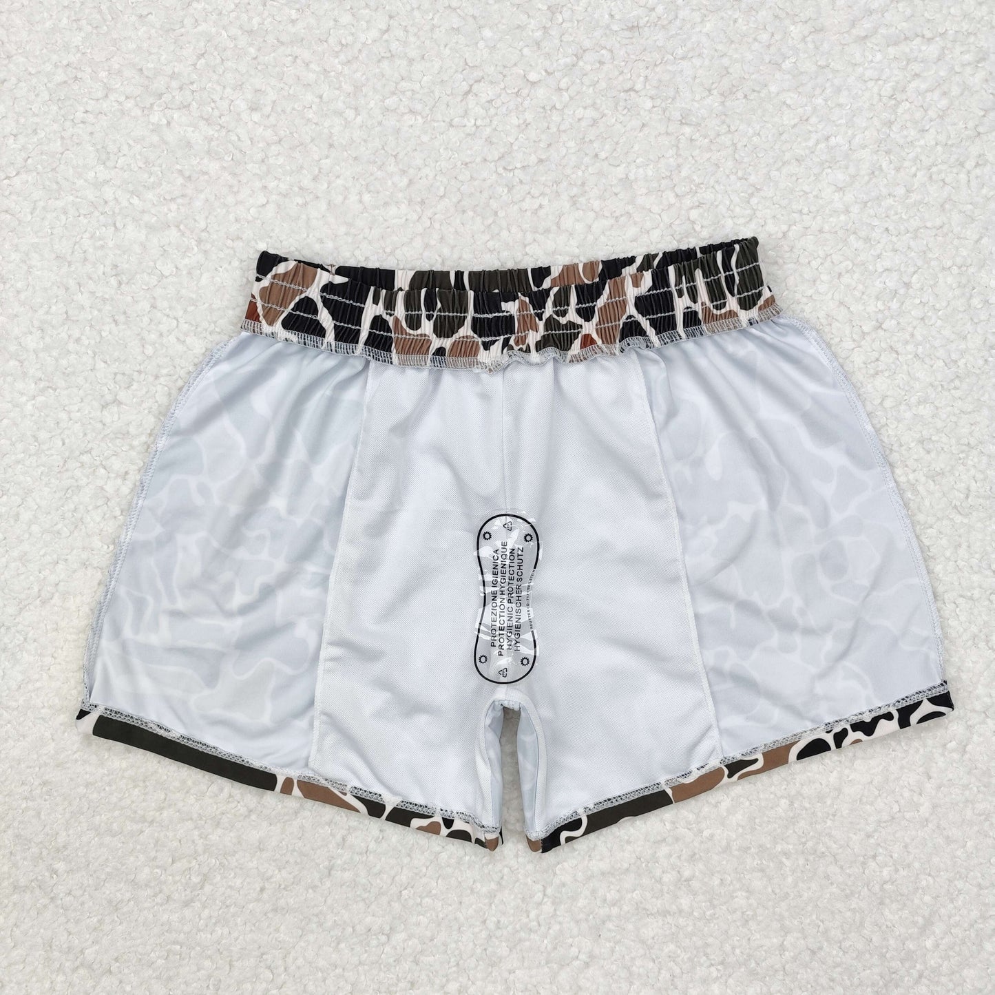 S0479 Brown camo kids boys summer swim trunks