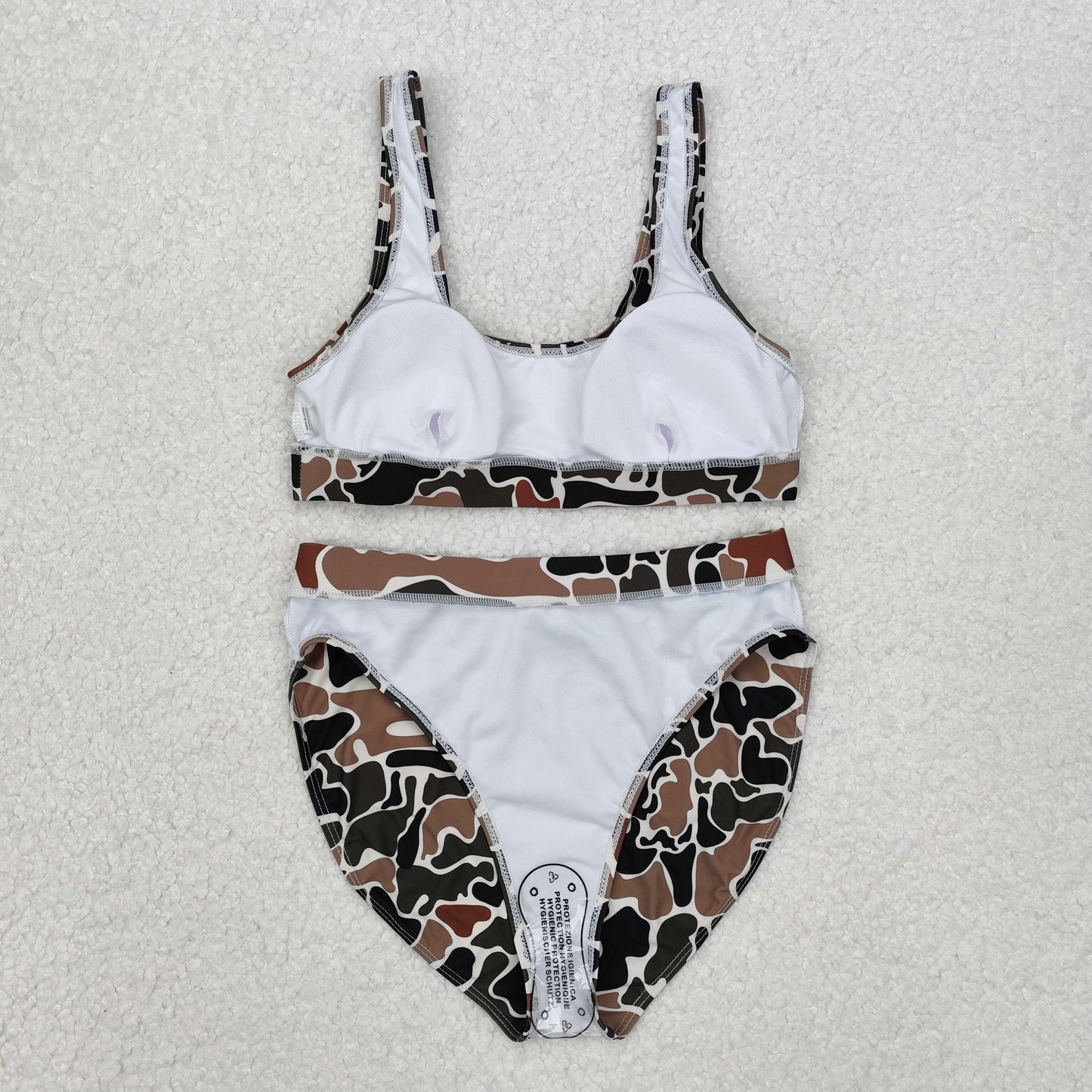 S0480 Brown camo adult women summer swimsuit