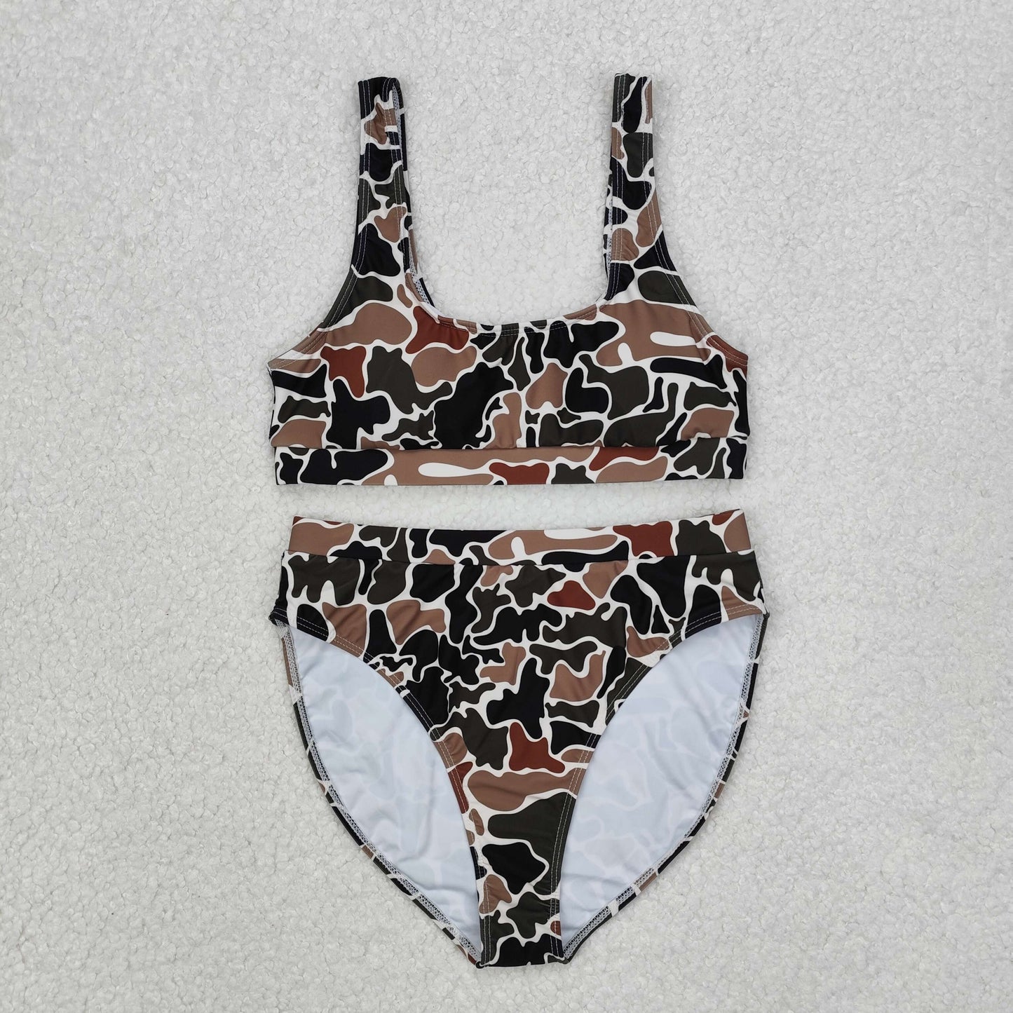 S0480 Brown camo adult women summer swimsuit