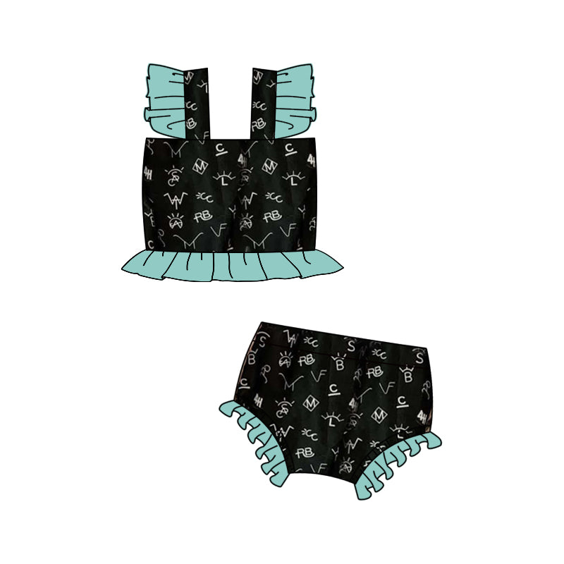 Sleeveless rodeo western baby girls summer swimsuit