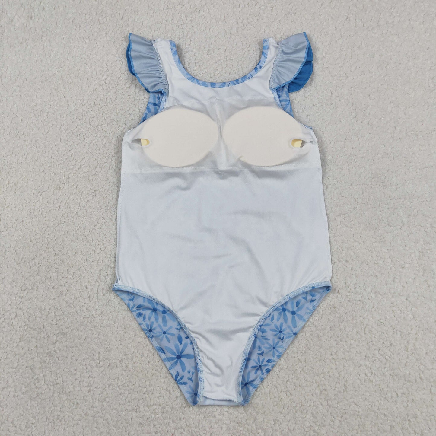 S0515 RTS NO MOQ (In stock )Blue flutter sleeves floral baby girls summer swimsuit