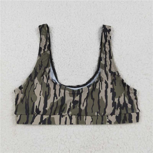 USA Warehouse (IN STOCK) S0563 Women's Bottomland Camo Summer Swim Top Adult Camouflage Swimwear