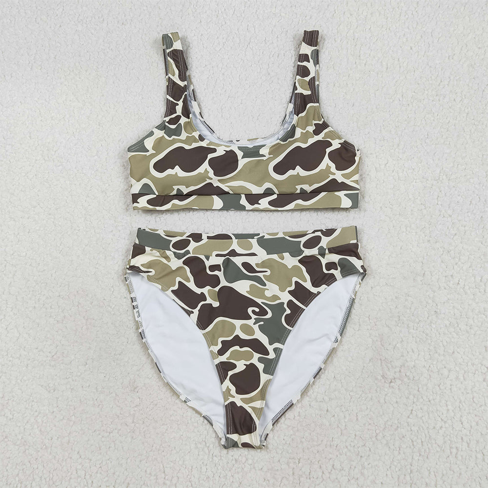 USA Shop (in stock) S0570+S0571 Adult Women's Swimsuit Camo adult women summer swim top Camo adult women summer swim bottom sets