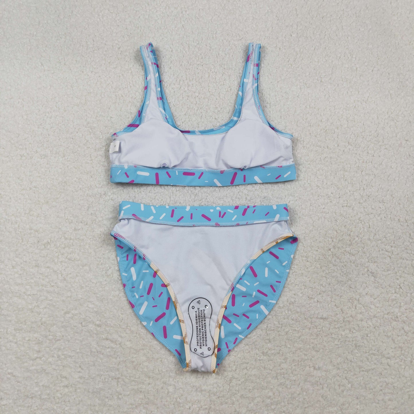 3.3 RTS NO MOQ (In stock)S0575 Adult Women Blue Drip Sprinkles Team Bra Swimming Tops