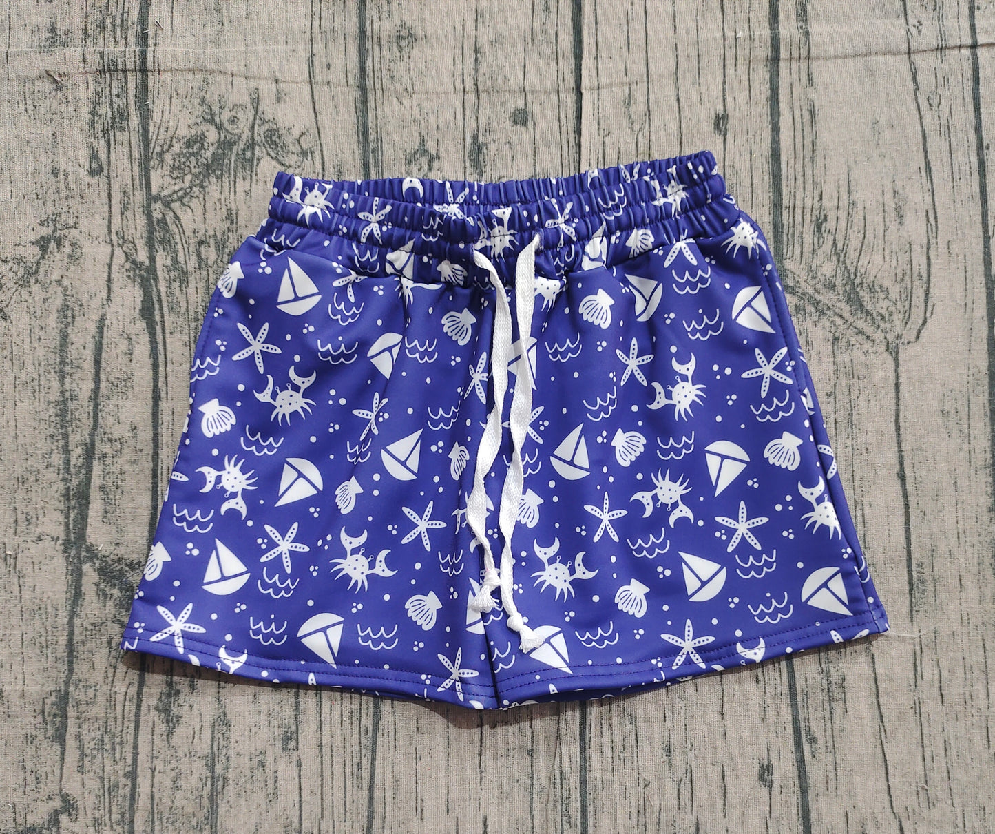 11.6 S0587 Sample No Moq Baby Boys Sea World Swimming Sea Shell Trunks Bottom