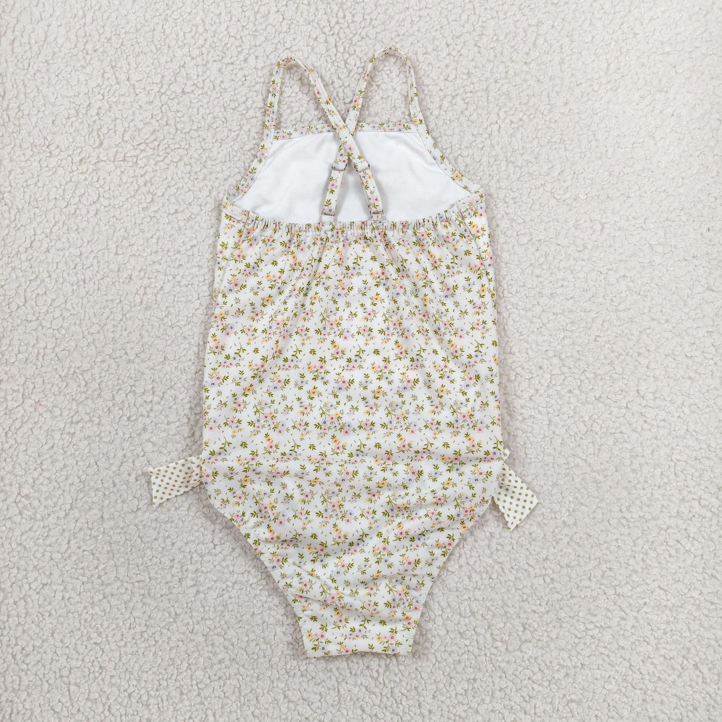 S0723 RTS NO MOQ (In stock )Straps floral bow baby girls one piece summer swimsuit