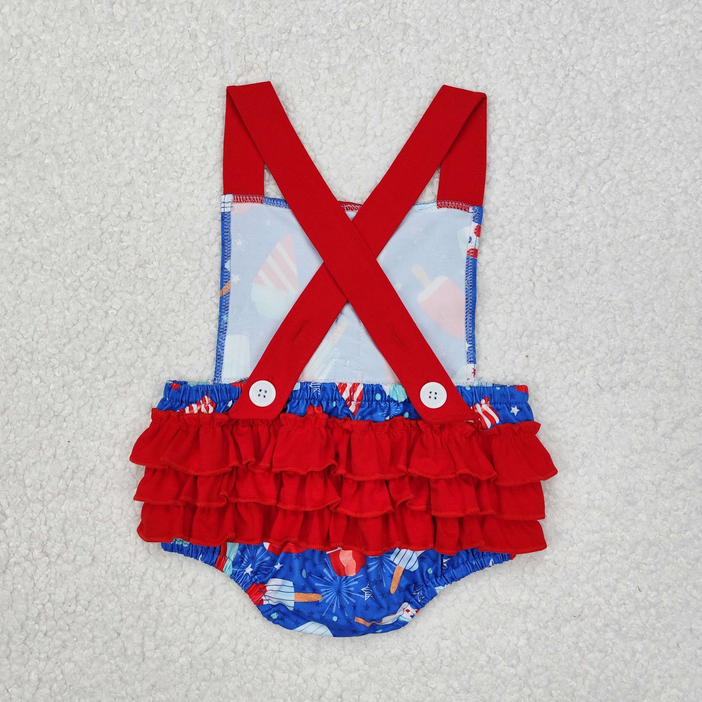 SR0015Popsicle ruffle bubbles baby 4th of July romper