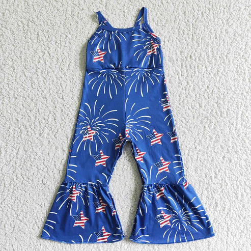 10.16 RTS Sibling Baby Girls 4th Of July Summer Bell Bottoms Jumpsuits