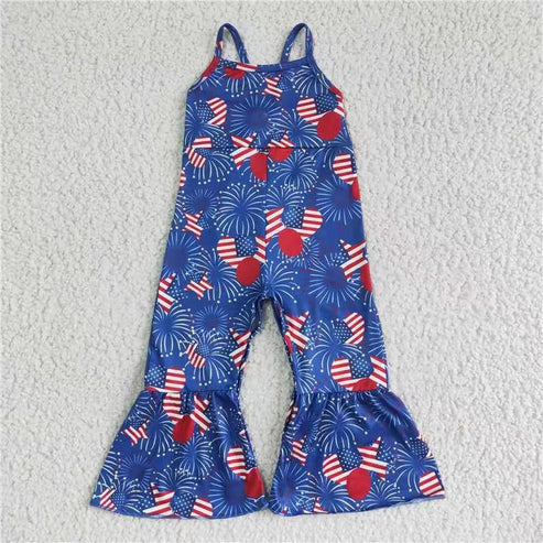 10.16 RTS Sibling Baby Girls 4th Of July Summer Bell Bottoms Jumpsuits