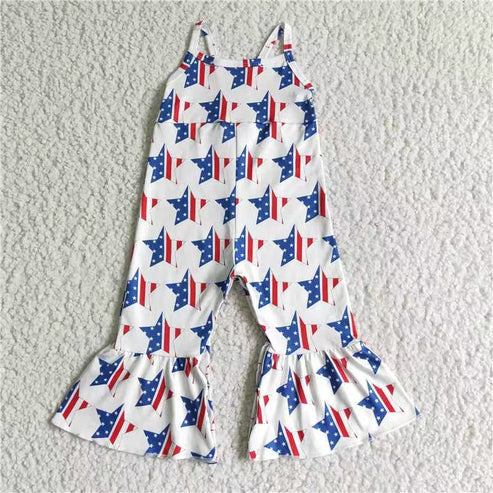 10.16 RTS Sibling Baby Girls 4th Of July Summer Bell Bottoms Jumpsuits