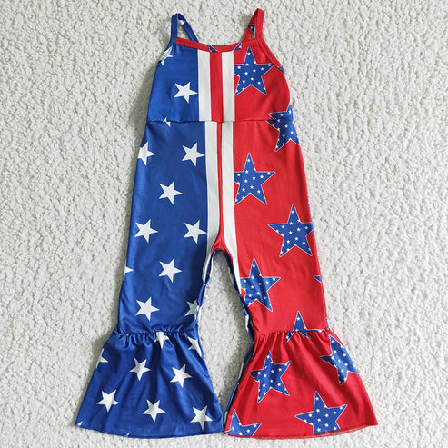 10.16 RTS Sibling Baby Girls 4th Of July Summer Bell Bottoms Jumpsuits
