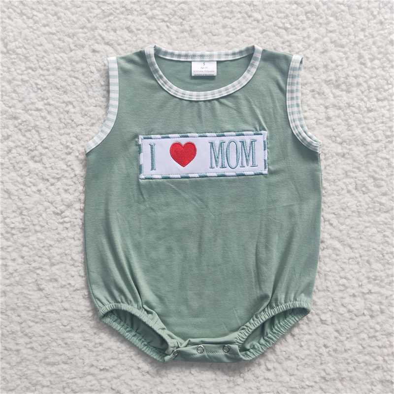 7.22 RTS NO MOQ Baby Girls Boys Summer Outfits I love MOM shirt stripe shorts mother's day girls outfits