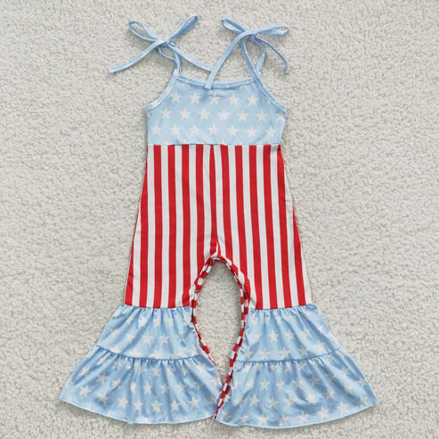 10.16 RTS Sibling Baby Girls 4th Of July Summer Bell Bottoms Jumpsuits